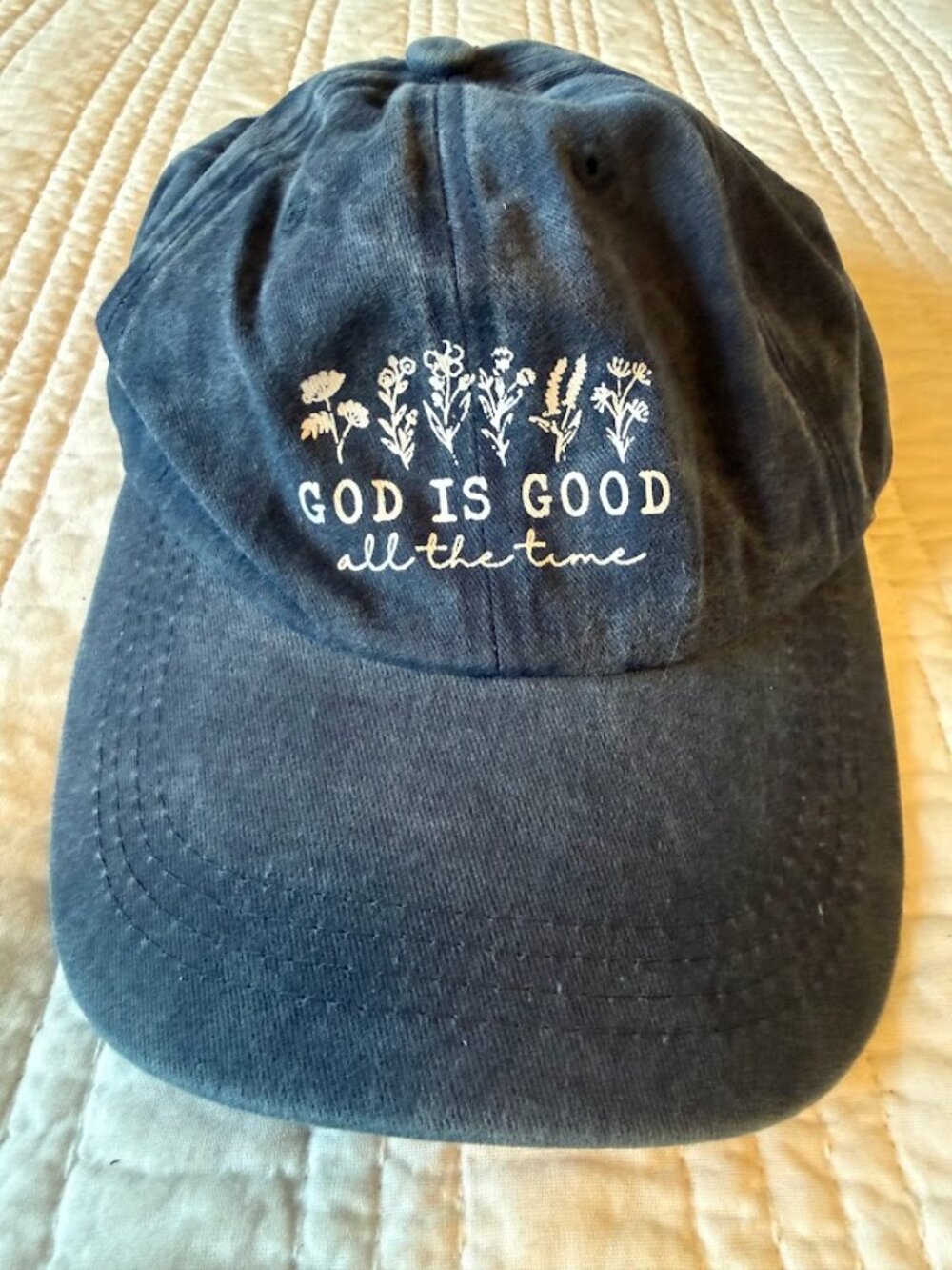 Ball Cap Baseball Cap Beach Pony Tail God Is Good Distressed Denim
